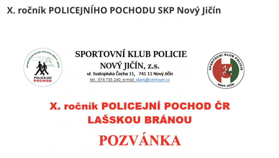 POZVÁNKA X. ročník Policajného pochodu SKP Nový Jičín